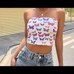 Butterfly Print Tube Top